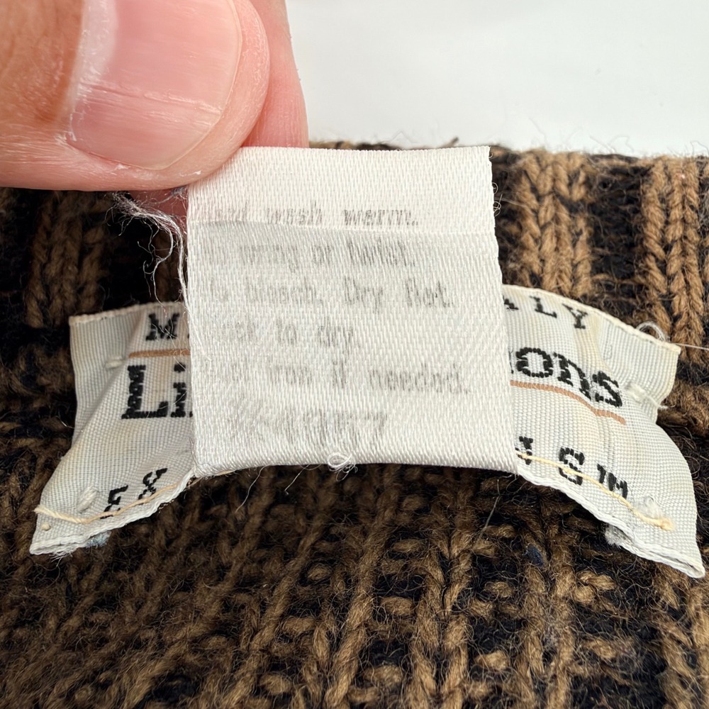 Limited Editions Expressions Geometric Knit Wool Blend Sweater Men L Brown Italy - Picture 7 of 7